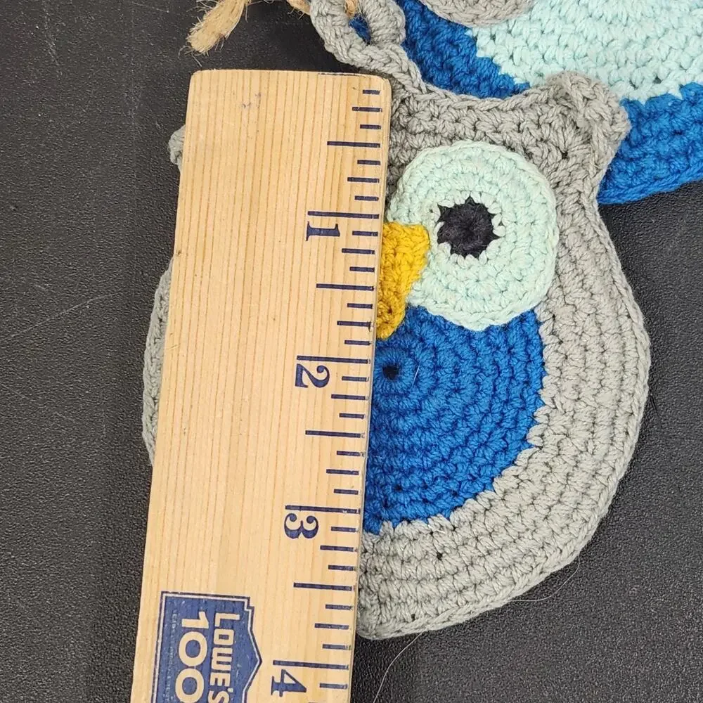Vtg Handmade Owl Crocheted Cottage Decor Hot Pad Trivets Ornament Birds Grandma